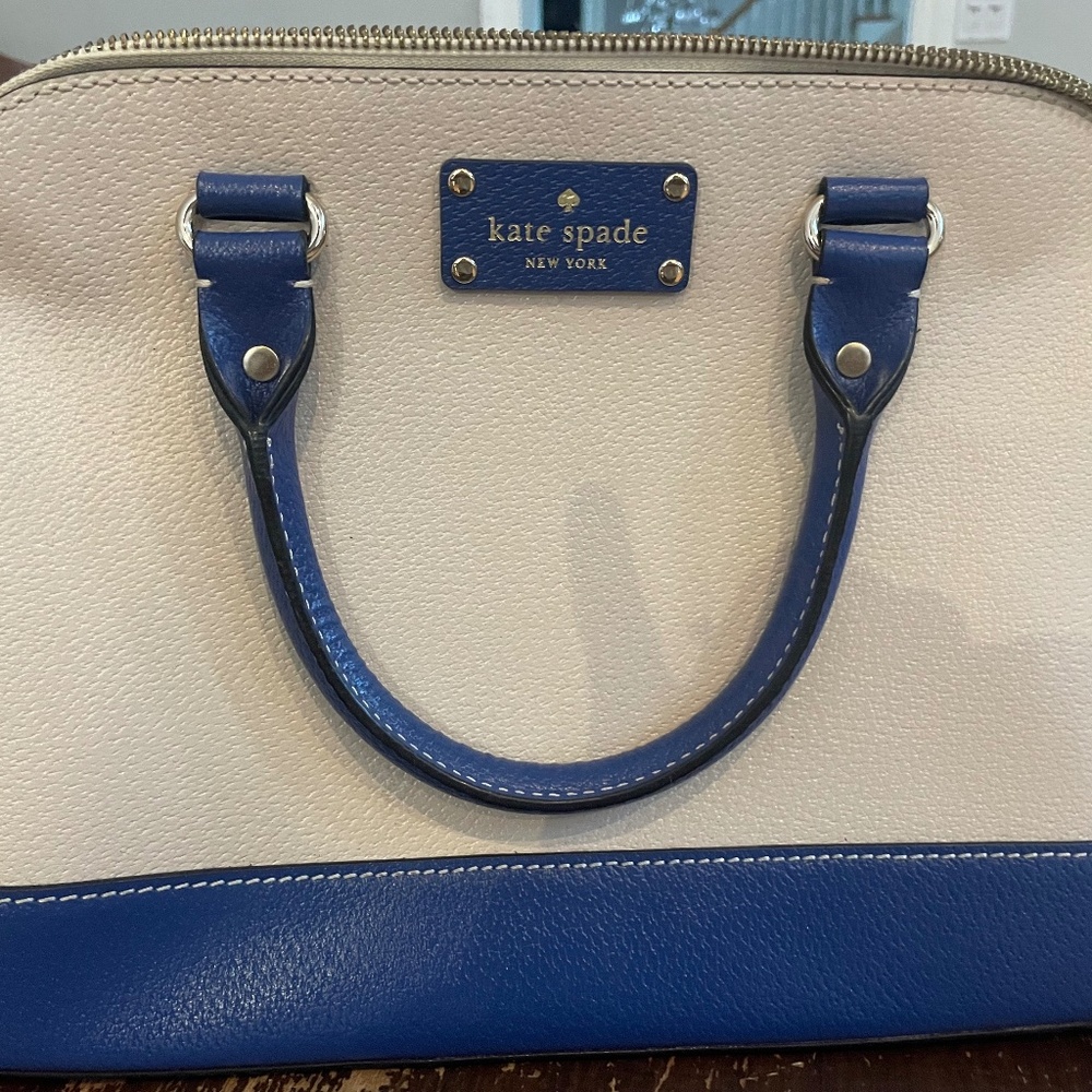 Kate Spade Wellesley Rachelle Two-Tone Leather Satchel, Pebble / French Navy New